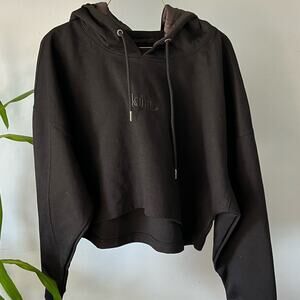 Kin satin lined hoodie, cropped, kin. Logo embroidered on front XL
